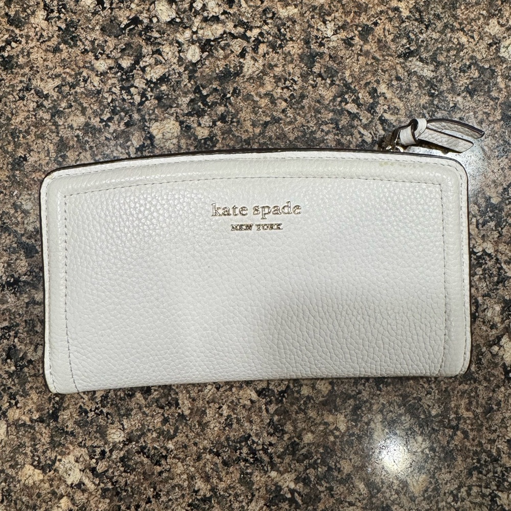 Kate Spade Cream Leather Zip Wallet